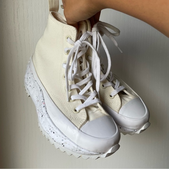 Converse Run Star Hike Crater Hi White and Cream Sneakers Size 5.5 - Picture 5 of 14